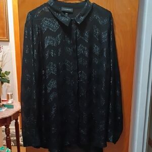 Lane Bryant Black and Silver Blouse